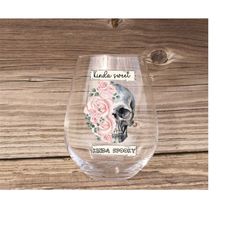 spooky skull wine glass gift for 40th birthday divorced gift witty wine glass sarcasm wine glass aesthetic wine pink ros