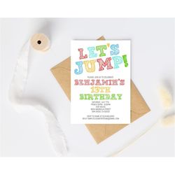 simple black and white birthday invitation template, any age, instant download birthday invitation for boys teens kidsle