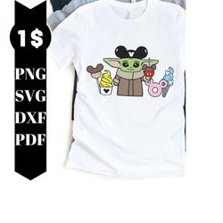 baby yoda with snacks svg, mickey ears, snacks svg, baby yoda svg, mandolorian svg, star wars svg, trip svg