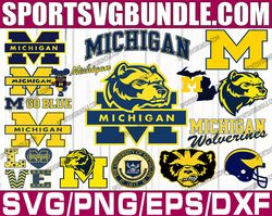 bundle 16 files michigan wolverines football team svg, michigan wolverines svg, n c a a teams svg, n c a a svg, png, dxf
