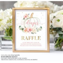 pumpkin diaper raffle sign printable diaper raffle baby shower sign little pumpkin diaper game decor decoration digital