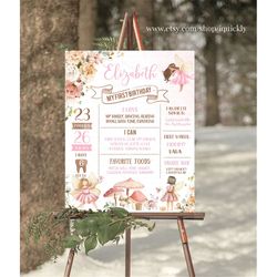 fairy milestone birthday poster editable wildflower 1st birthday chalkboard sign garden floral 1st birthday instant down