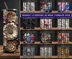 bundle 12  design 3d wrap tumbler 20oz, tumbler bundle design, sublimation tumbler bundle, 20oz skinny tumbler 16