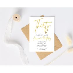 Simple Gold Birthday Invitations Template for Adults Men Women Kids/ANY AGE & Color/Foil Gold Birthday Invitations/Insta