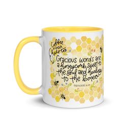 gracious words are a honeycomb mug, christian mugs, christian gifts, gifts for mom