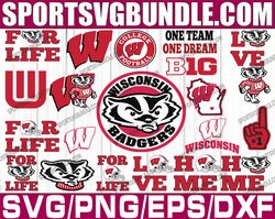 bundle 21 files wisconsin badgers football team svg, wisconsin badgers svg, n c a a teams svg, n c a a svg, png, dxf