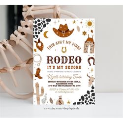 editable my second rodeo invitation cowboy birthday invite wild west invitation ranch southwestern template printable in