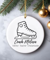 personalized figure skating coach christmas ornament, thank-you gift for coach, ice skate coach christmas appreciation g