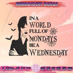 wednesday embroidery design, horror character embroidery, halloween movie embroidery, halloween embroidery design, machine embroidery designs