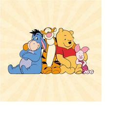 winnie the pooh with friends  svg, piglet svg, eeyore svg, tigger svg, vinyl cut file, svg, pdf, jpg, png, ai printable