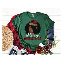 black girls african christmas crew t-shirt, gift for christmas, black girl christmas shirt, melanin christmas shirt, hol