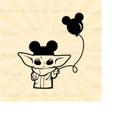 baby yoda mickey  head balloon svg, baby yoda svg, mouse ears svg, mouse svg, vinyl cut file, svg, pdf, jpg, png, ai pri