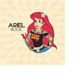 the little mermaid princess ariel svg, ariel rock svg, ariel silhouette svg, vinyl cut file, svg, pdf, jpg, png, ai prin