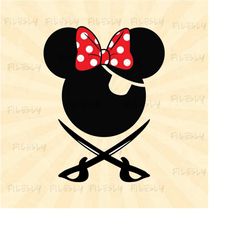 minnie pirate svg, pirate svg, mouse svg, mouse head svg, vinyl cut file, svg, pdf, jpg, png, ai printable design file