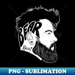 bear head - white lines - png transparent sublimation file - vibrant and eye-catching typography