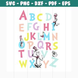 dr seuss alphabet svg, trending svg, dr seuss svg, dr seuss gifts, alphabet svg, cat in the hat svg, hat svg, cat svg, c