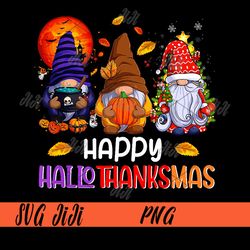 hallothanksmaspng, gnomes halloween thanksgiving christmas png, happy christmas png