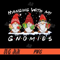 hanging with my gnomies png, cute gnomes png, christmas holiday png