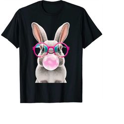 funny rabbit bubble illustration design bunny easter with glasses & bubblegum, easter day birthday gift bunnies png