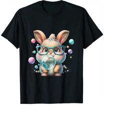 funny rabbit bubble illustration design bunny easter with glasses & bubblegum, easter day birthday gift bunnies png