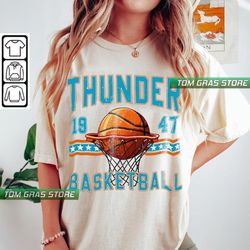 oklahoma city basketball vintage shirt, thunder 90s basketball graphic tee, retro for women and men basketball fan