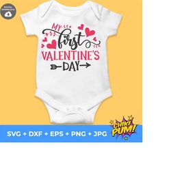 my first valentine's day girl svg, 1st valentines girl, baby first valentine, baby girl valentine