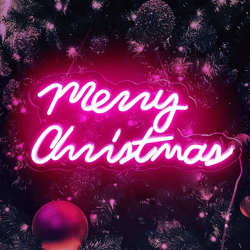 1pc merry christmas neon lights, pink christmas decoration led sign, usb powered christmas lights, for home, bar, living