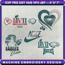 5+ eagles football logo embroidery bundle, famous football team embroidery bundle, football embroidery bundle, nfl embroidery