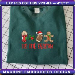 tis the season embroidery designs, christmas embroidery designs, santa clause embroidery, hand drawn embroidery designs