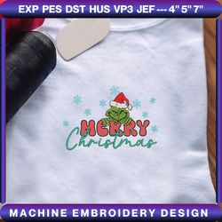 christmas 2023 embroidery machine design, green monster merry christmas  happy christmas embroidery design, christmas 2023 embroidery design for shirt, movie christmas