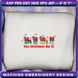 christmas embroidery designs, christmas bad bunny embroidery, una navidad sin ti, merry xmas embroidery files