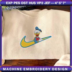 nike x donald duck cartoon embroidered sweatshirt, brand cartoon embroidered sweatshirt, custom cartoon embroidered crewneck, lovely cartoon character embroidered