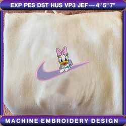 nike x daisy duck cartoon embroidered sweatshirt, brand cartoon embroidered sweatshirt, custom cartoon embroidered crewneck, lovely cartoon character embroidered