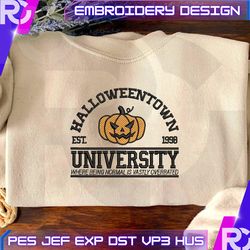 pumpkin university embroidery machine design, halloweentown university embroidery design, spooky pumpkin embroidery design