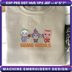 horror monster embroidery design, squad ghouls embroidery design, halloween movie embroidery machine design