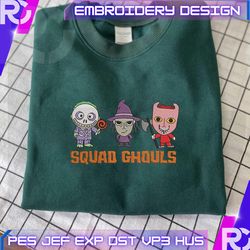horror monster embroidery design, squad ghouls embroidery design, halloween movie embroidery machine design