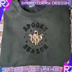 spooky season embroidery design, retro spooky embroidery design, halloween embroidery design, ghost halloween embroidery file