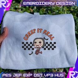 creep it real horror masked killer, horror movie killer embroidery design, fall halloween embroidery machine file, embroidery