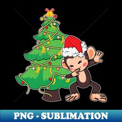 dabbing kawaii monkey christmas tree - instant sublimation digital download - fashionable and fearless