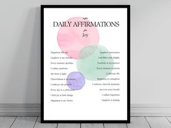 affirmation wall art for joy  self love positive affirmations  words of affirmation poster  daily affirmations print  wa