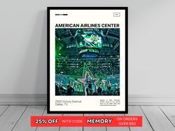 american airlines center print  dallas stars poster  nhl art  nhl arena poster   oil painting  modern art   travel print