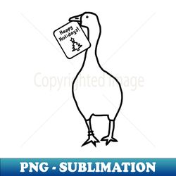 annoying christmas goose steals happy holidays card line drawing - high-quality png sublimation download - add a festive touch to every day