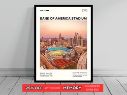 bank of america stadium print  carolina panthers poster  nfl art  nfl stadium poster   oil painting  modern art   travel