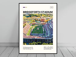 bridgeforth stadium print  james madison dukes poster  ncaa stadium poster   oil painting  modern art   travel art print