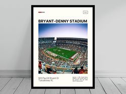 bryant-denny stadium print  alabama football poster  crimson tide college stadium poster   oil  modern art   travel art