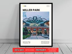 miller park milwaukee brewers poster ballpark art mlb stadium poster oil painting modern art travel