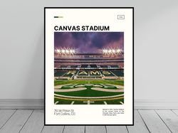 canvas stadium print  colorado state rams poster  ncaa art  ncaa stadium poster   oil painting  modern art   travel art