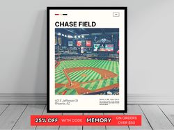 chase field print  arizona diamondbacks poster  ballpark art  mlb stadium poster   oil painting  modern art   travel art