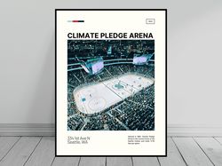 climate pledge arena print  seattle kraken poster  indoors  nhl arena poster   oil painting  modern art   travel print