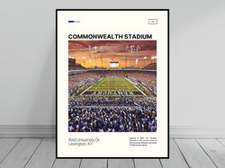 commonwealth stadium print  kentucky wildcats poster  ncaa stadium poster   oil painting  modern art   travel art print